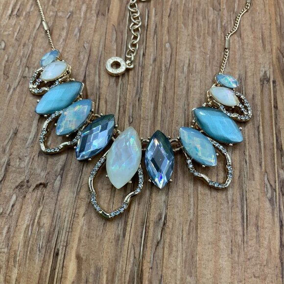 Anne Klein Jewelry - Anne Klein Gold Tone Blue Multi Petal Mother of Pearl Epoxy Necklace